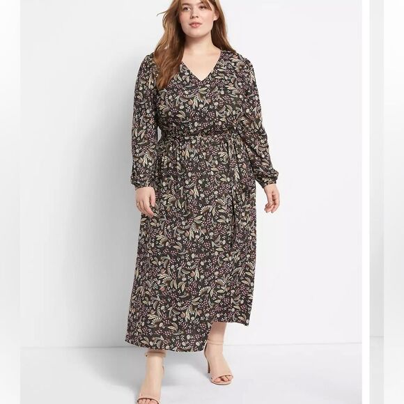 NWT Lane Bryant Floral Long Sleeve Maxi Dress 14 - Picture 1 of 9